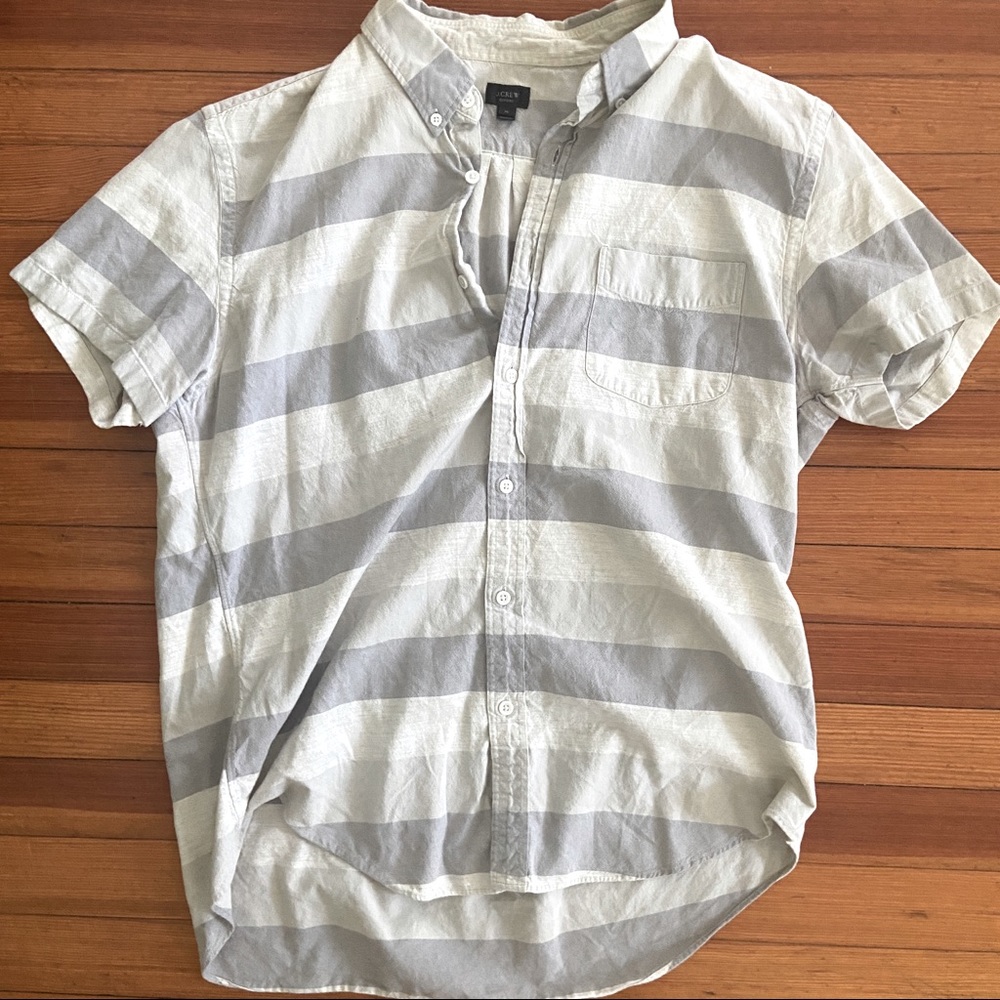 J. Crew Men Short Sleeve Stripe Shirt XL